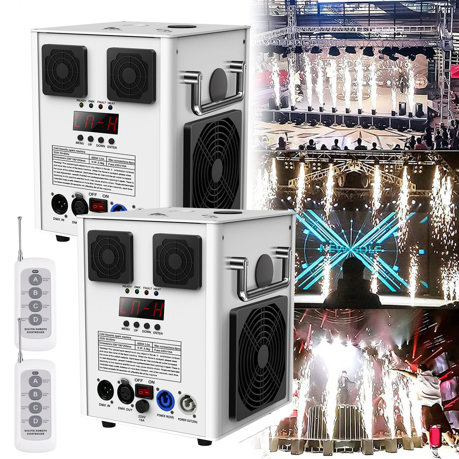 Wireless 750W DMX Cold Spark Firework Machine with Flight Case DJ Event Wedding