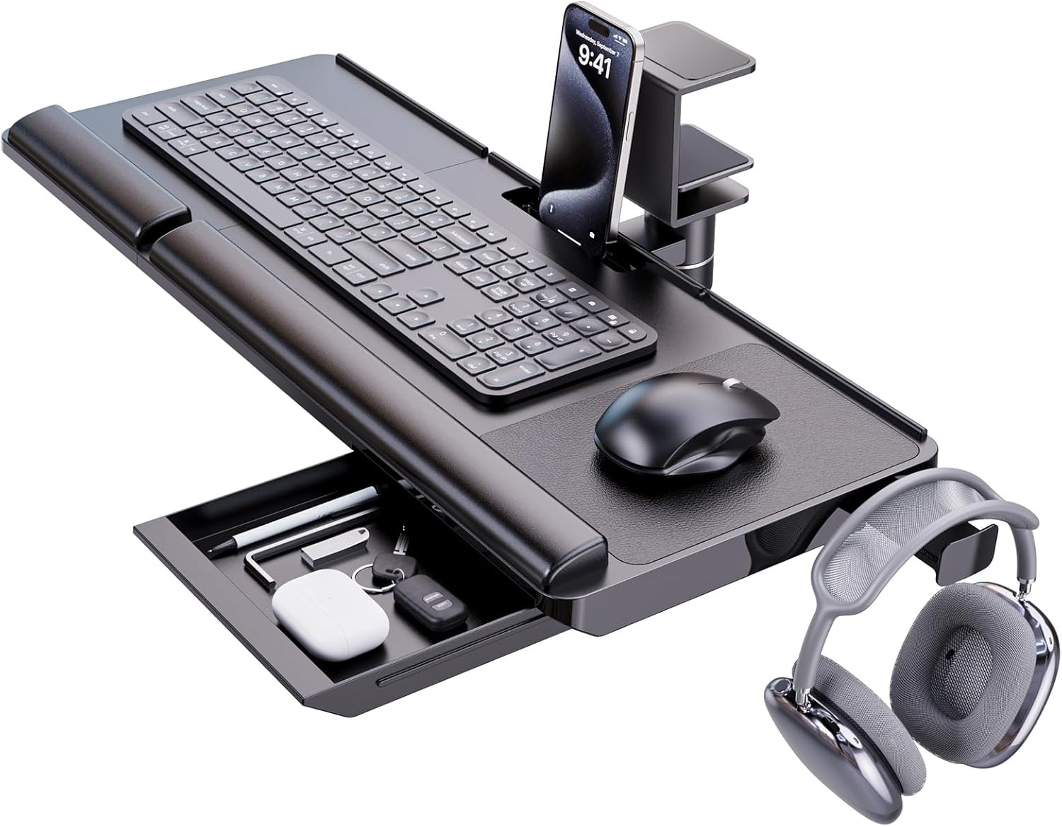 Klearlook Keyboard Tray under Desk with 360° Rotation, Adjustable Ergonomic Comp
