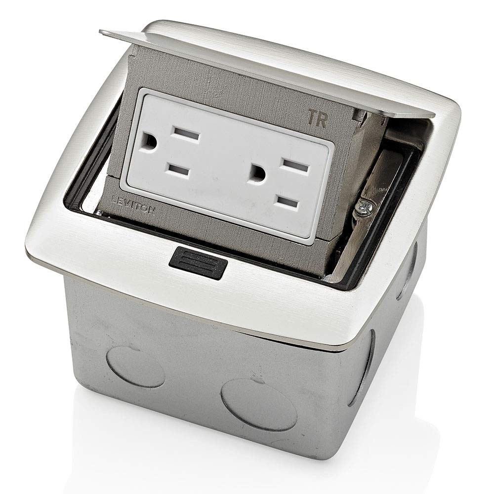 Pop-Up Floor Box with 15 Amp, Tamper-Resistant Outlet, Brushed Nickel, PFTR1-BN