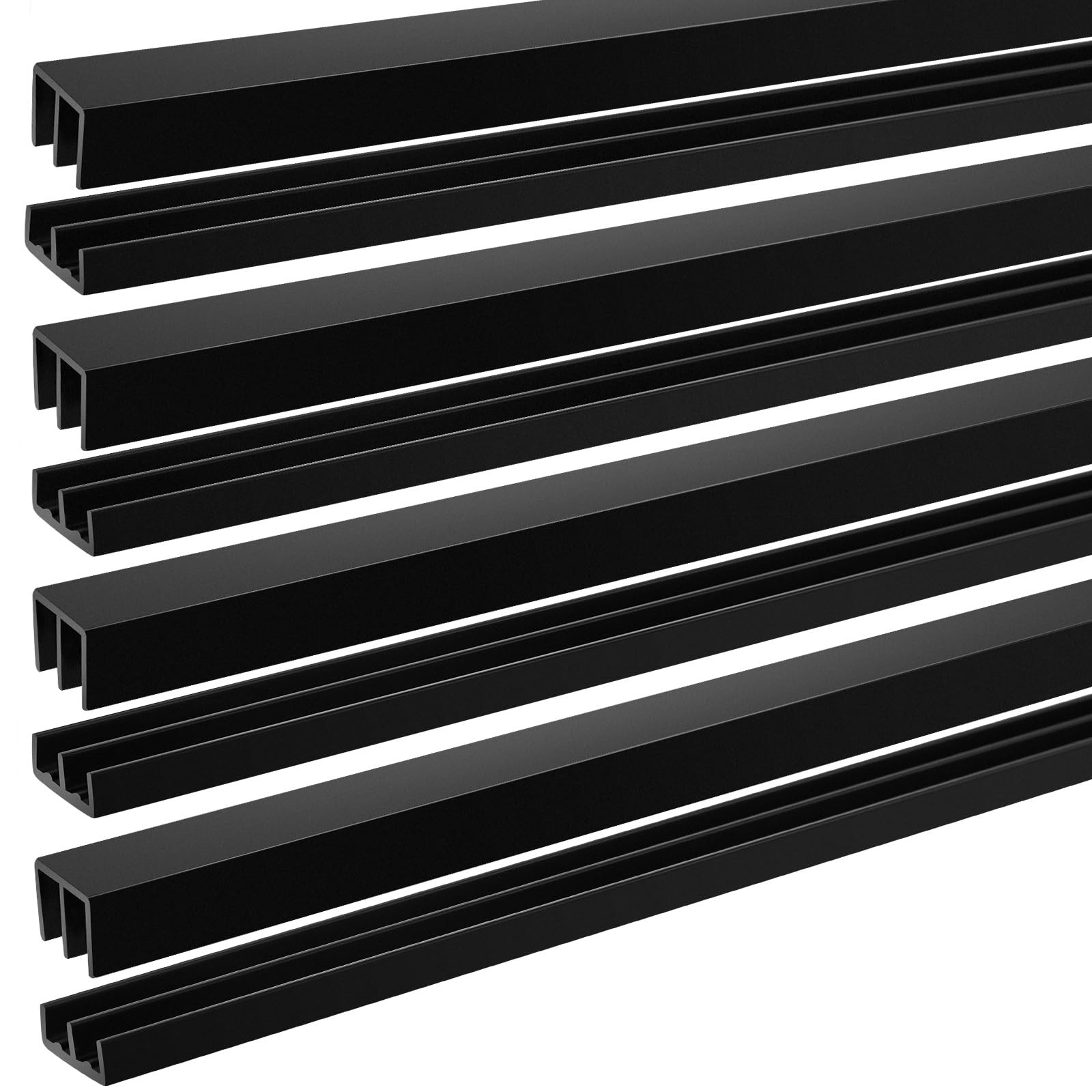 Landical 4 Sets 4 ft Long Plastic Sliding Cabinet Door Track Hardware Black