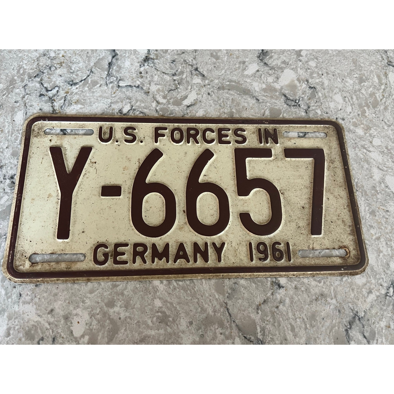 1961 US Forces Germany License Plate Y6657 Collector's Item JL