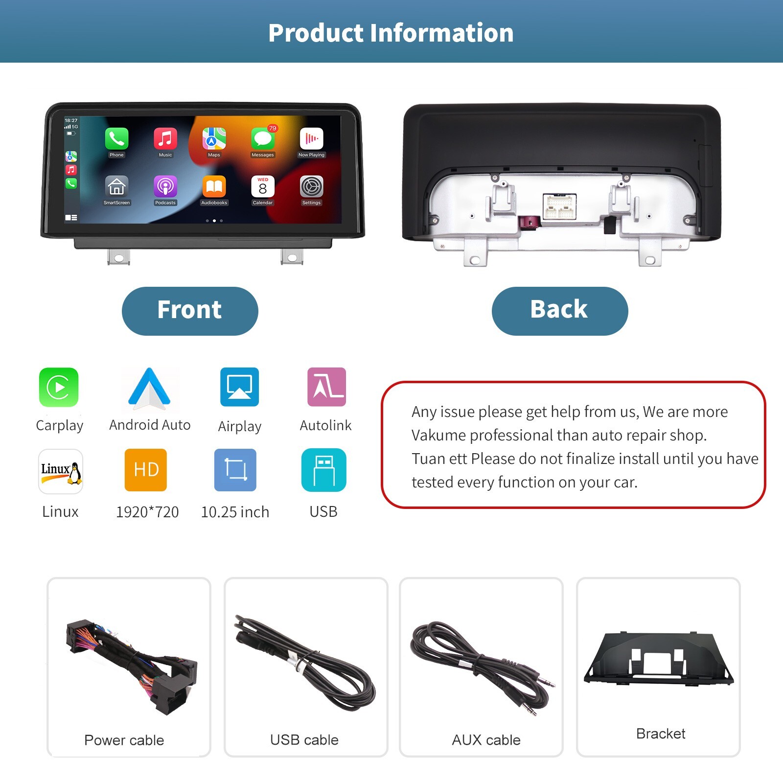 BMW X5 X6 CIC E70 E71 2011-2013 10.25'' Carplay/Android Auto Touchscreen