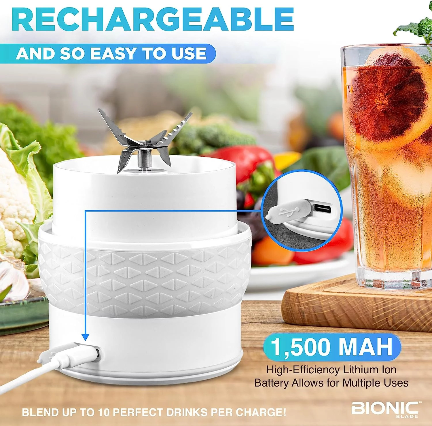 Bionic Blade Smoothie Blender Personal Portable Rechargeable Blender Juicer Prot