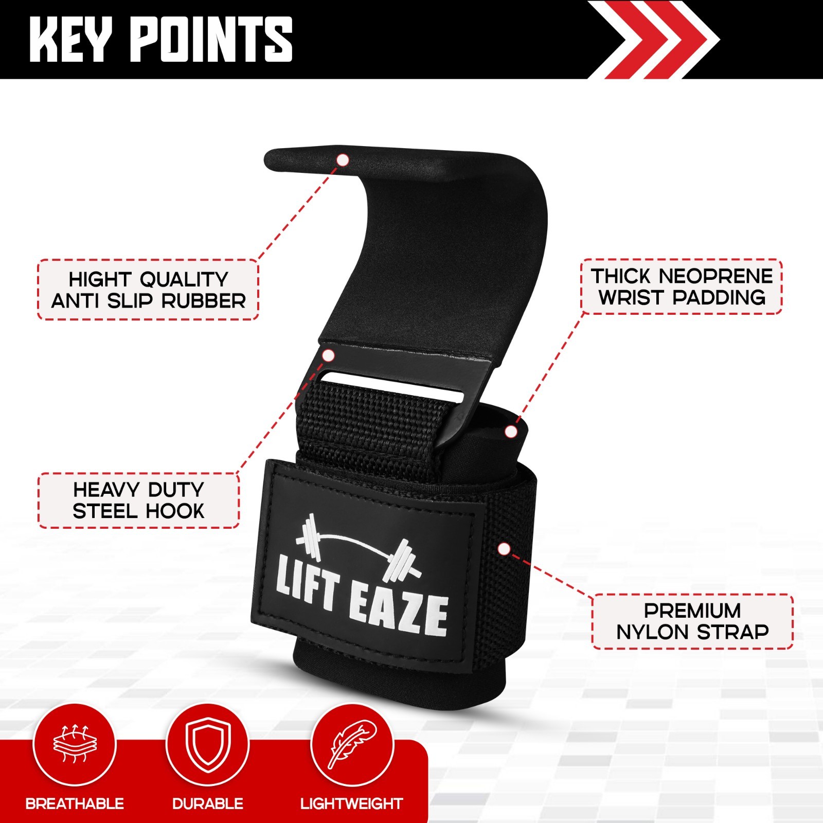 Heavy Duty Weight Lifting Hooks Gym Training Deadlift Wrist Support Grips Straps