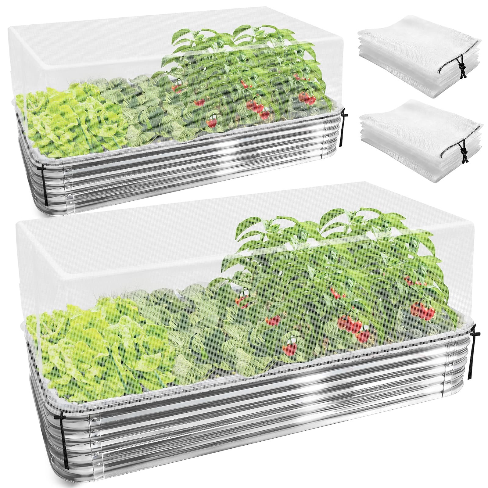 Garden Netting for Raised Beds, 2 Pack Ultra Fine Mesh Plant 2 pack, White