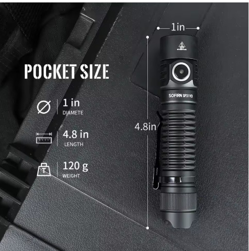 Sofirn SP31 V3.0 Tactica Flashlight with Dual Switch USB C 18650 Rechargeable