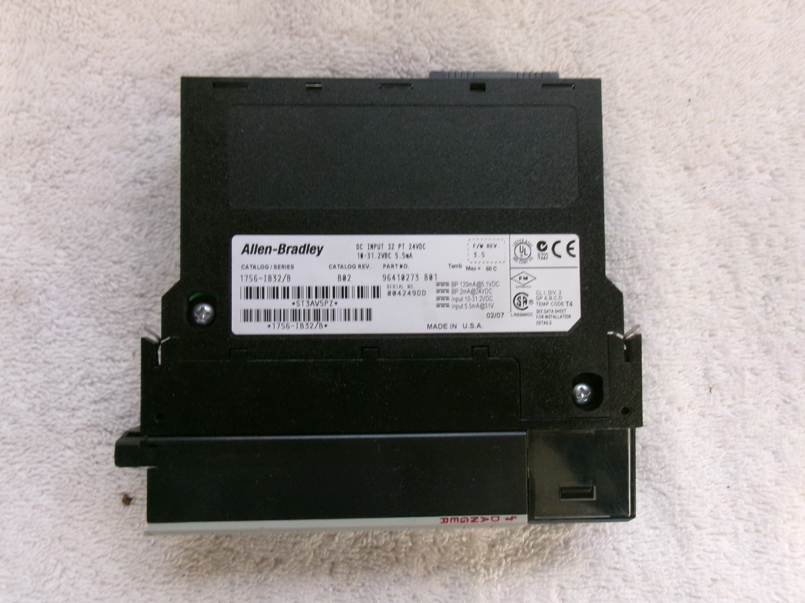 Allen Bradley ControlLogix DC Output  1756-IB32/B  1756-IB32 Ser B F/W 3.5