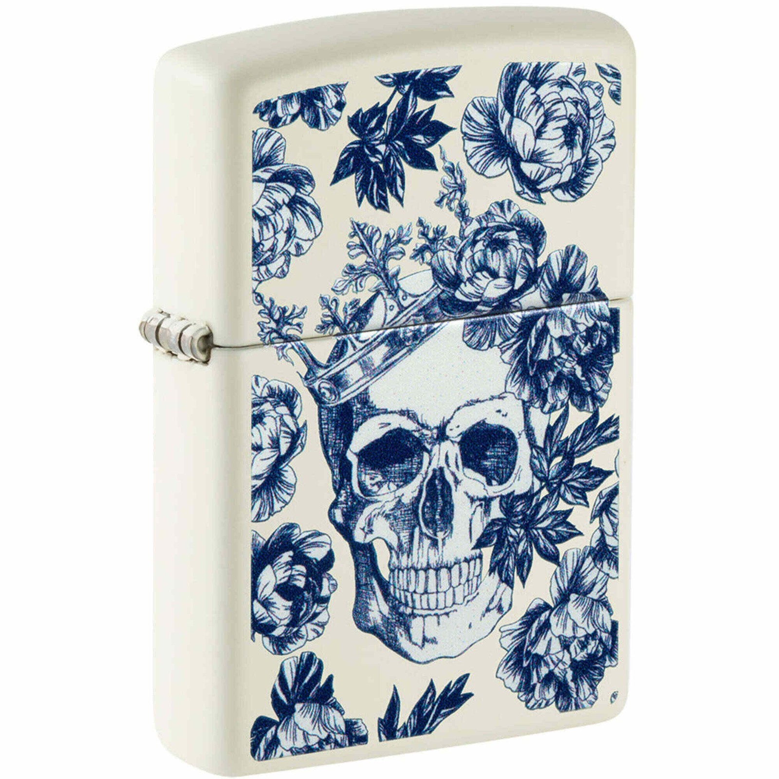 Zippo Windproof Lighter King Skull Design White Matte Blue Metal 48086