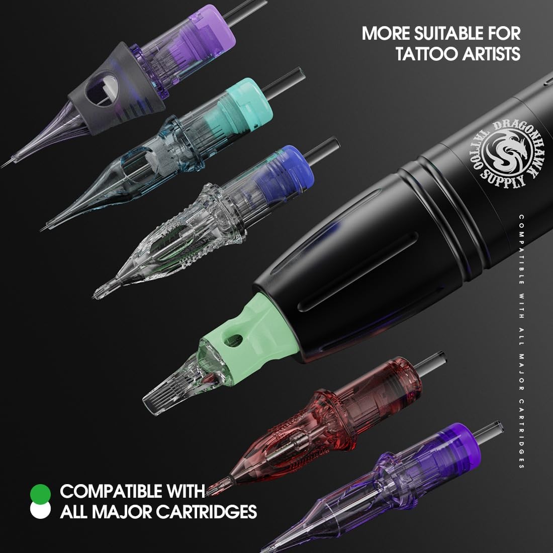 Dragonhawk Wireless Tattoo Gun Kit Rotary Compact, Pen-Style, - 2