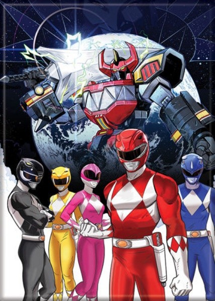 Mighty Morphin Power Rangers Group and Megazord Refrigerator Magnet NEW UNUSED