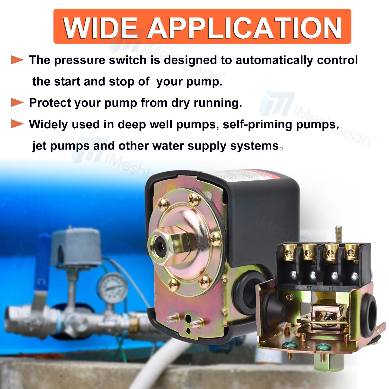 50-70 PSI Well/Water Pump Pressure Control Switch Adjustable Double Spring Pole