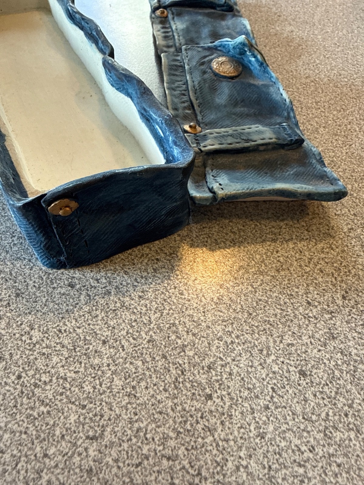Ceramic box - Jeans design - Blue