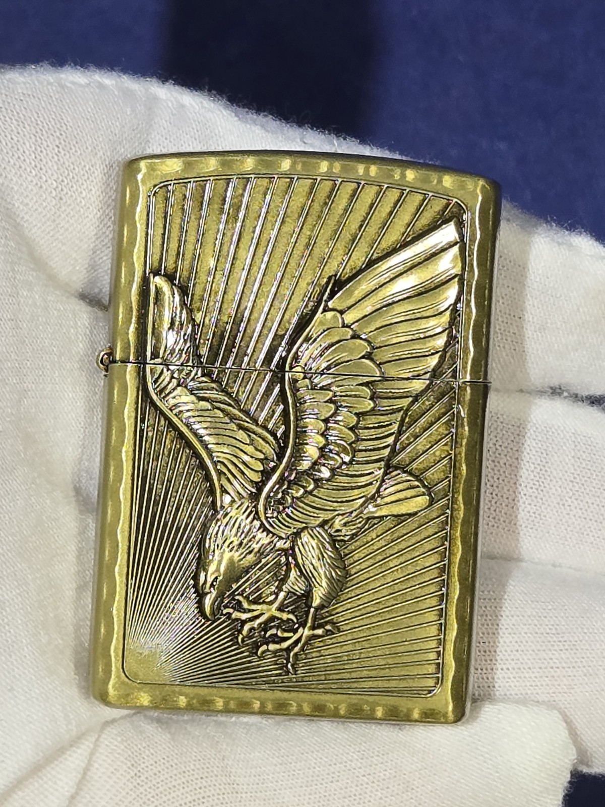New Ngling Brass Eagle Flip Top Fluid Lighter Deep Relief Embossed Classic Boxed