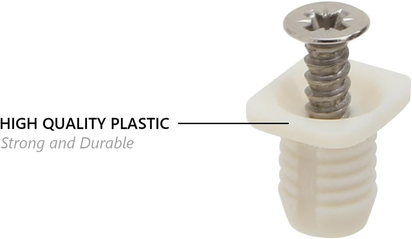 8mm Plastic Hinge Dowel Inserts with Screws, 50 Pcs