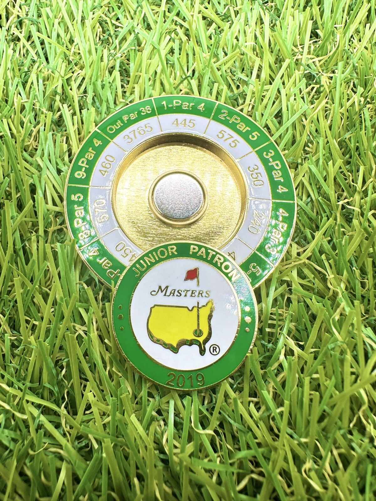(3) RARE COLLECTIBLE MASTERS & BAY HILL MAGNETIC YARDAGE BALL MARKER COINS - 3pc