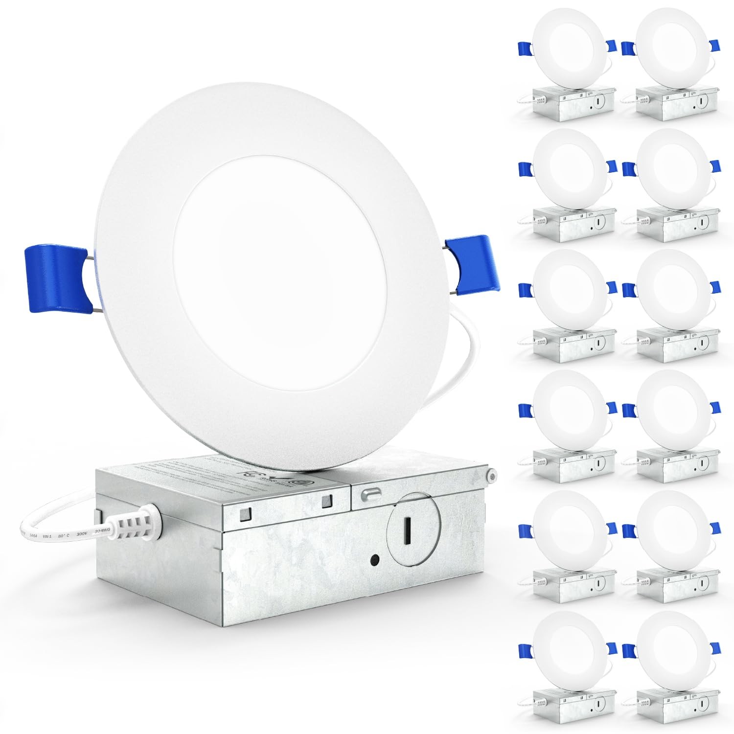 Sunco 12 Pack 4 Inch LED Recessed Lights, Slim Canless 4 inch, White - 6000K