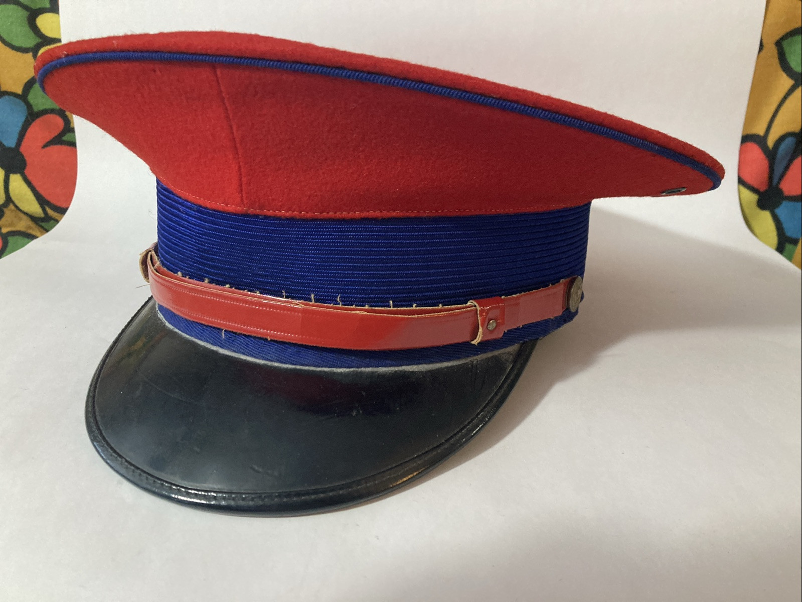 Vintage Fire department Red And Blue Hat