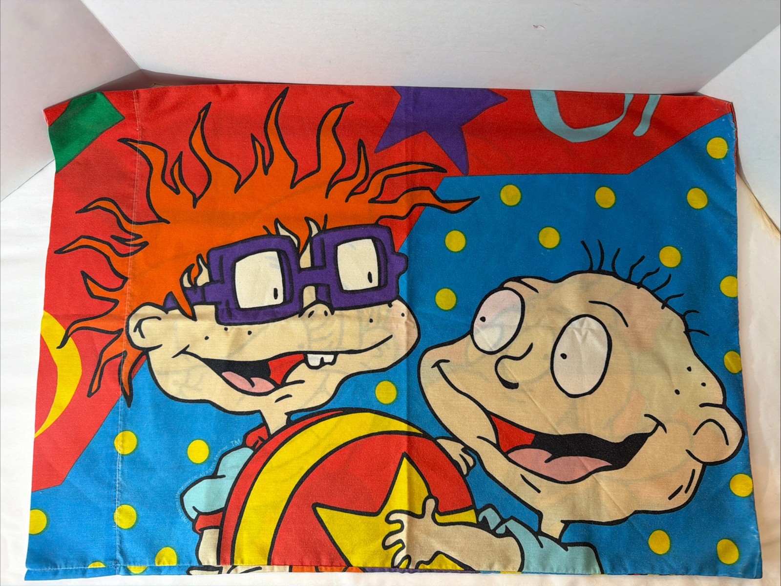 Vintage Rugrats Pillow Case 90s Nickelodeon Chuckie Angelica Tommy Spike 1997