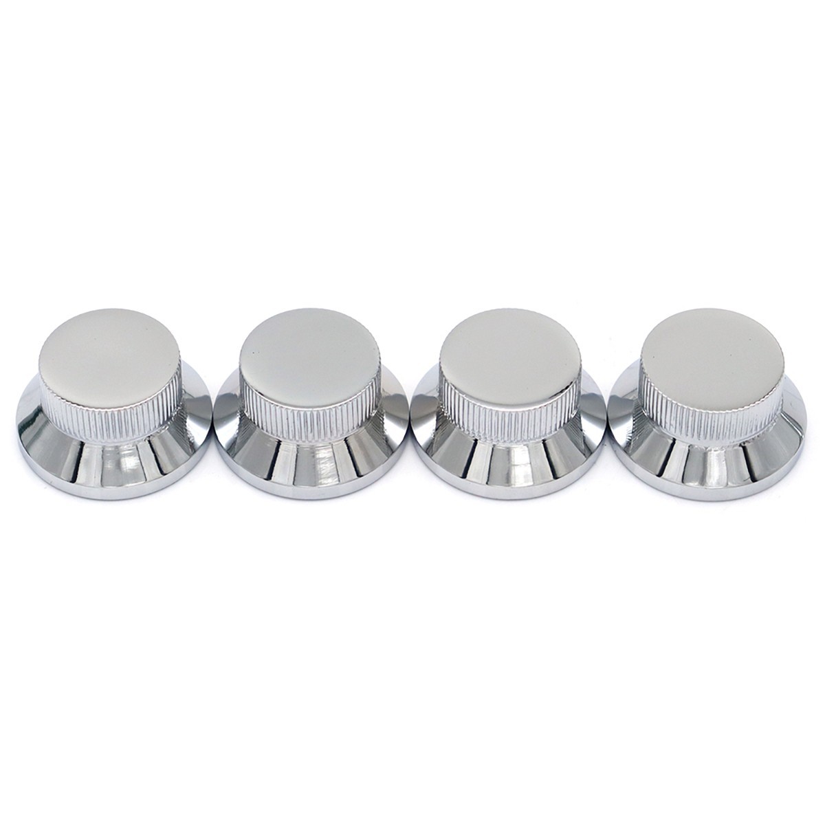 4x Metal Bass Guitar Knobs Hat Shape Flat Top Volume Tone Control Knobs Silver