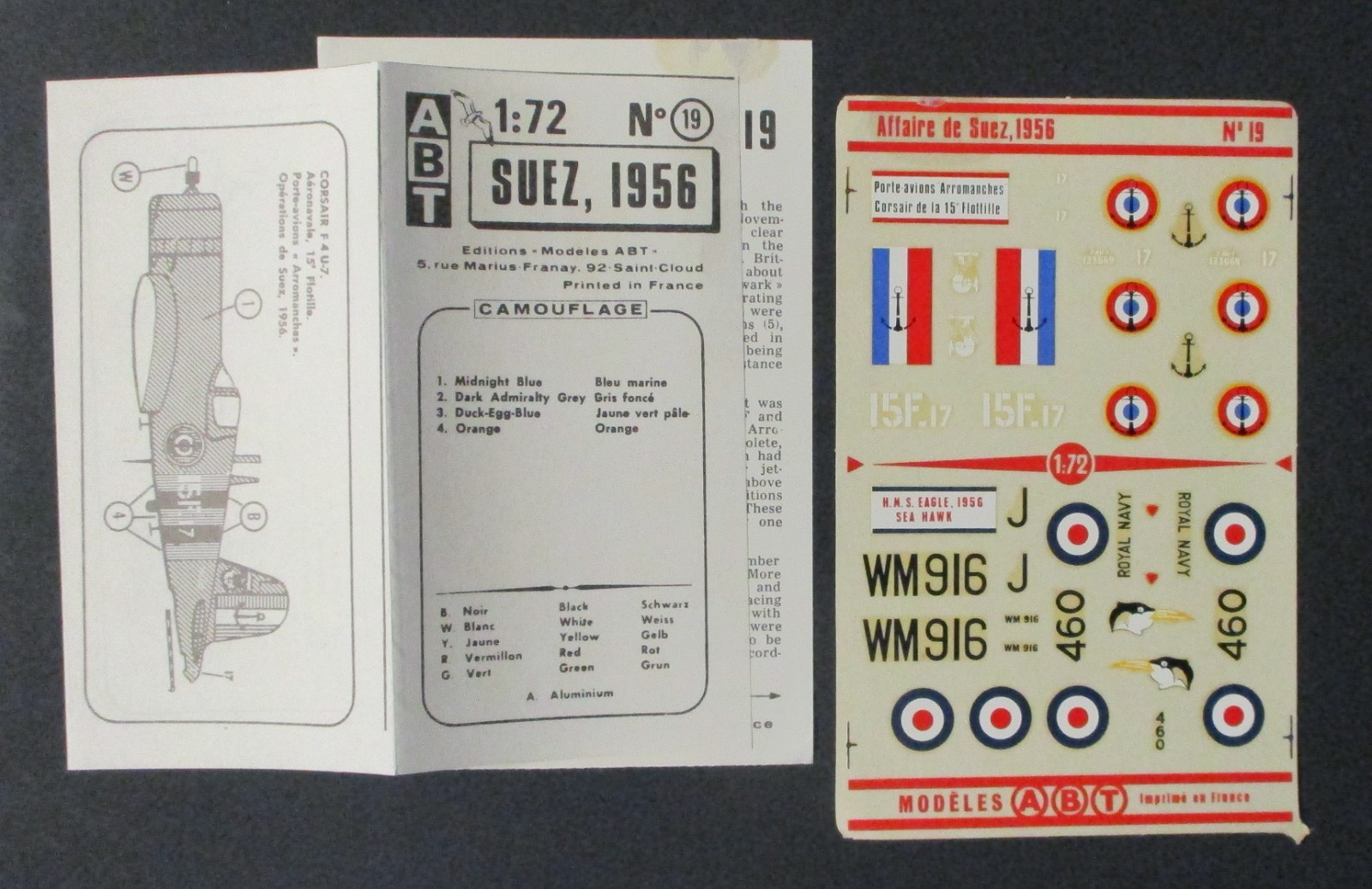 ABT 1/72nd Scale Affaire de Suez 1956 Decal Sheet No. 19