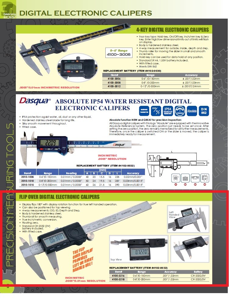 6"/150MM FLIP OVER LCD ELECTRONIC CALIPER (4100-3216)