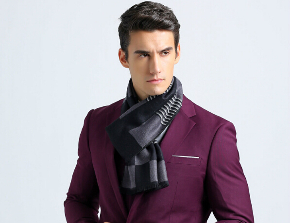 USA ship Men's England geometry Smooth scarves autumn and winter warm scarf