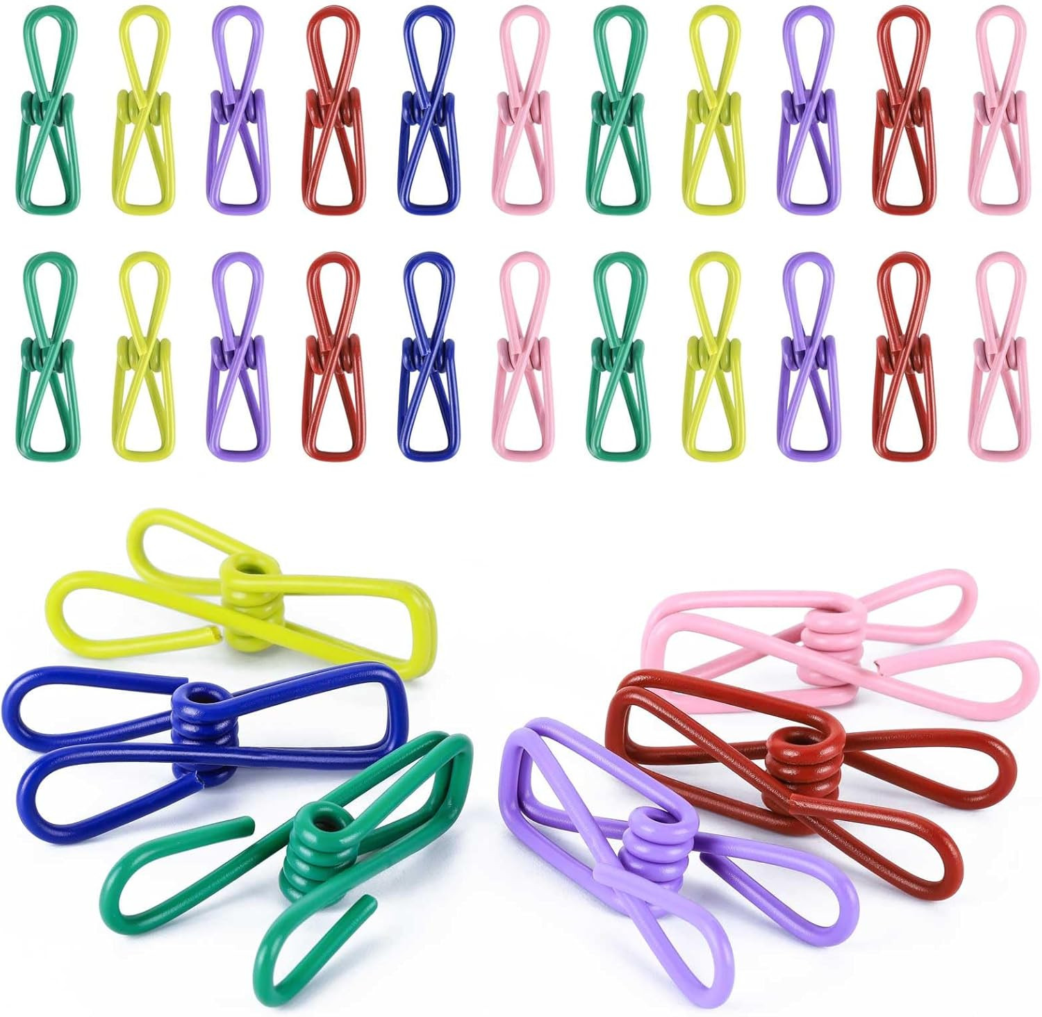 30pcs Chip Clips, 2.2 inch Bag Clips, Small Metal Clothes Pins, Colored