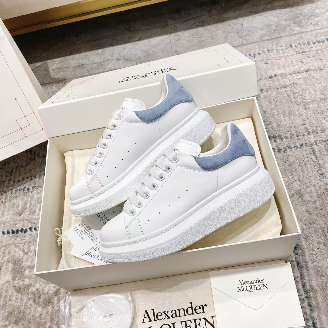 Alexander McQueen White Blue-tailed Men's Sneakers
