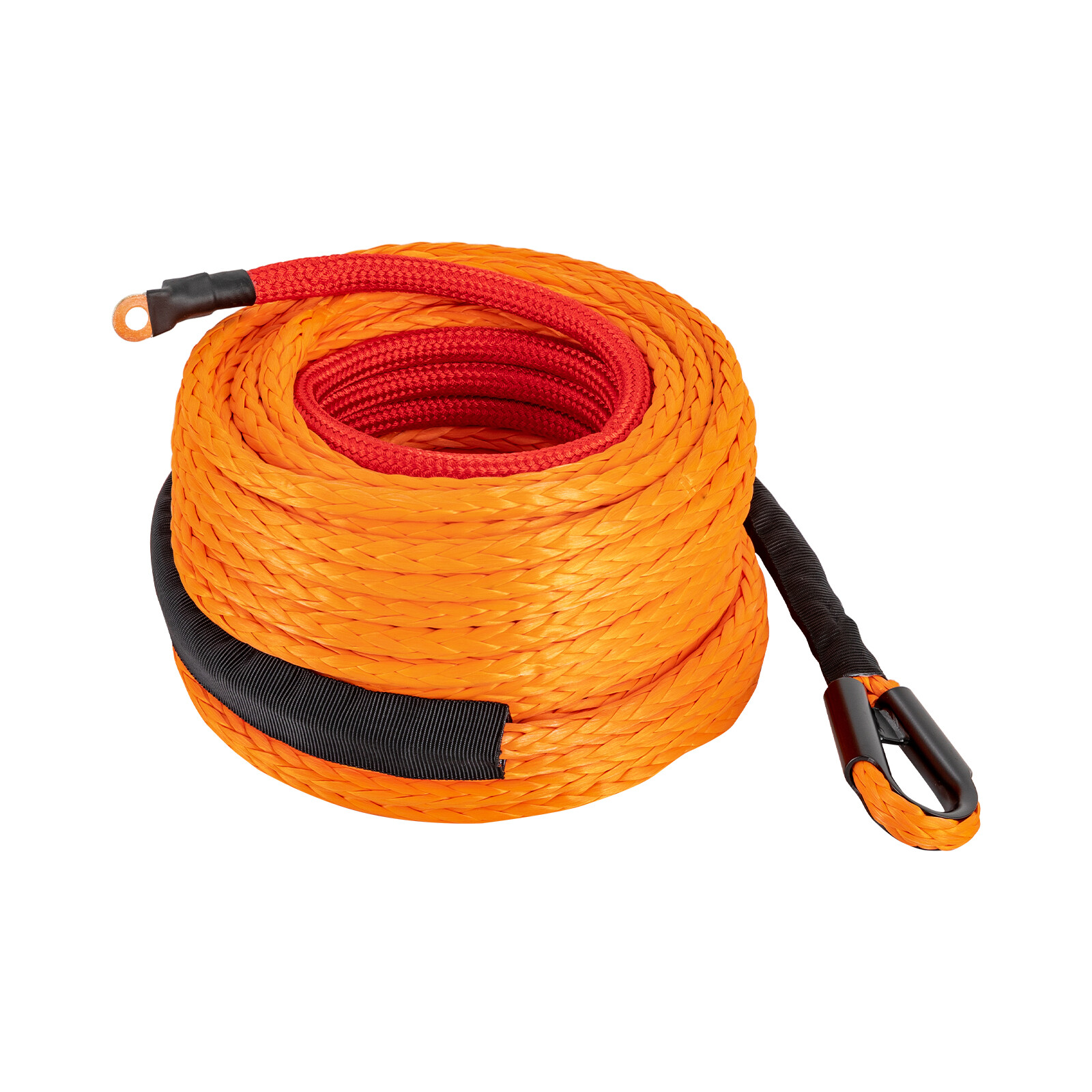 3/8" 100 FT Synthetic Winch Rope Winch Line Cable Rope with Winch Hook Fairleads