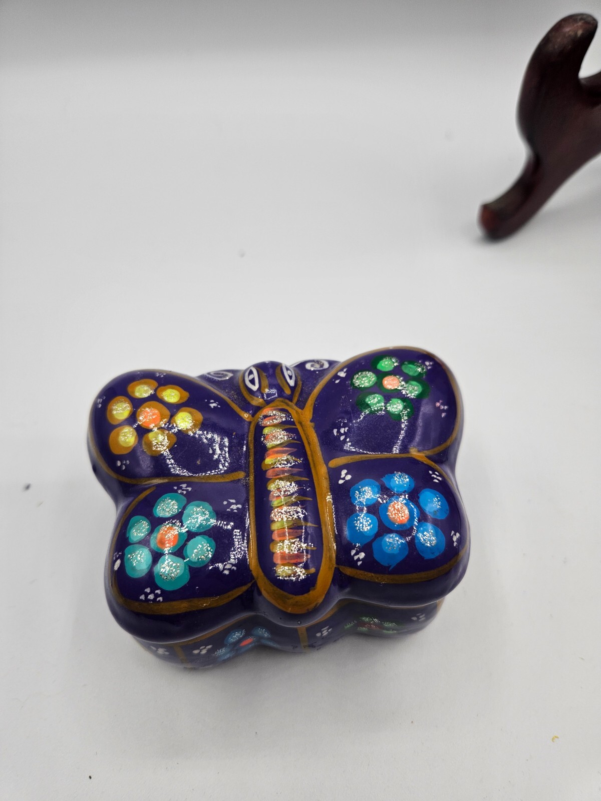 VTG. Talavara Pottery Trinket Box Butterfly Shaped