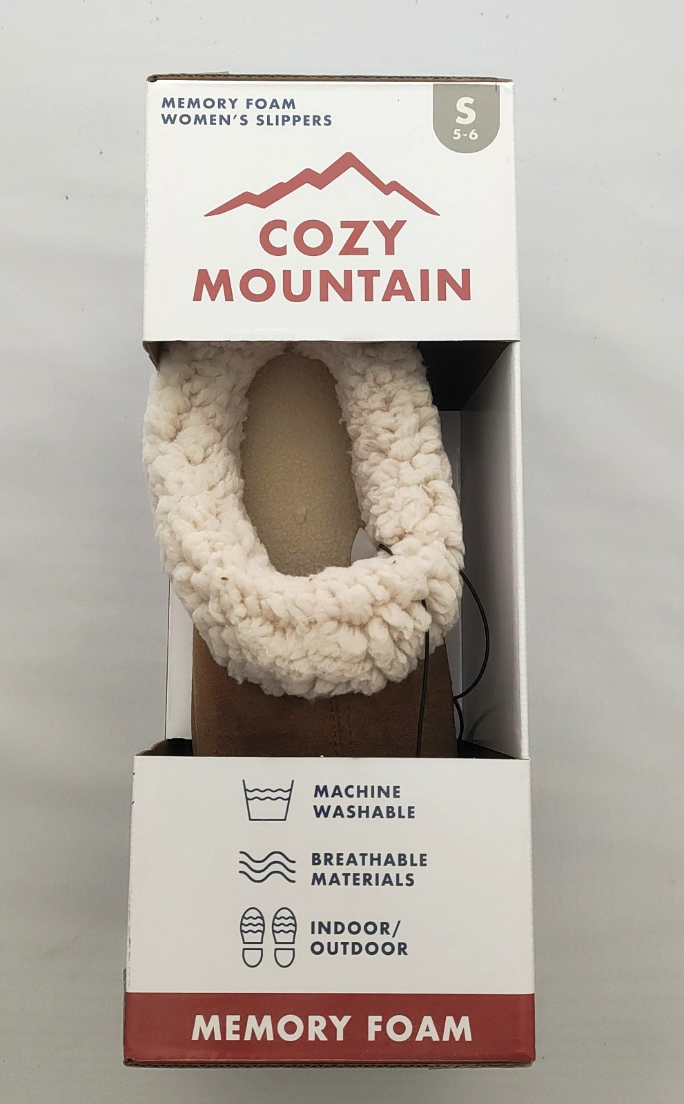 Cozy Mountain Memory Foam Slippers - Women's Size 5-6