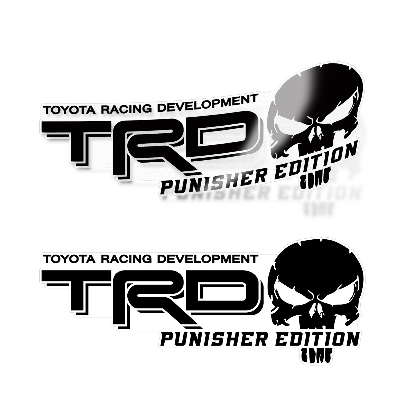 TRD Skull Sport Decals Toyota Tacoma Tundra Black Red USA Flag Bedside Set of 2