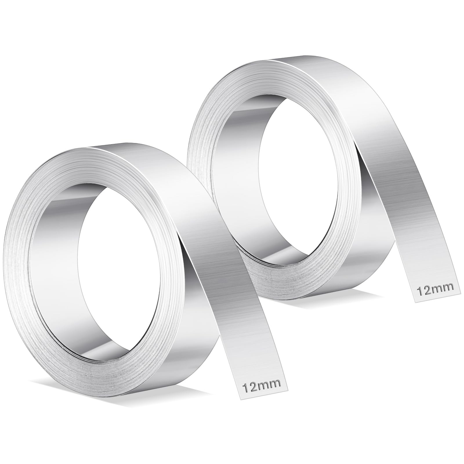 Yaocom 2 Pcs 1/2" x 21 ft Stainless Steel Embossing Tape Compatible with Dymo...