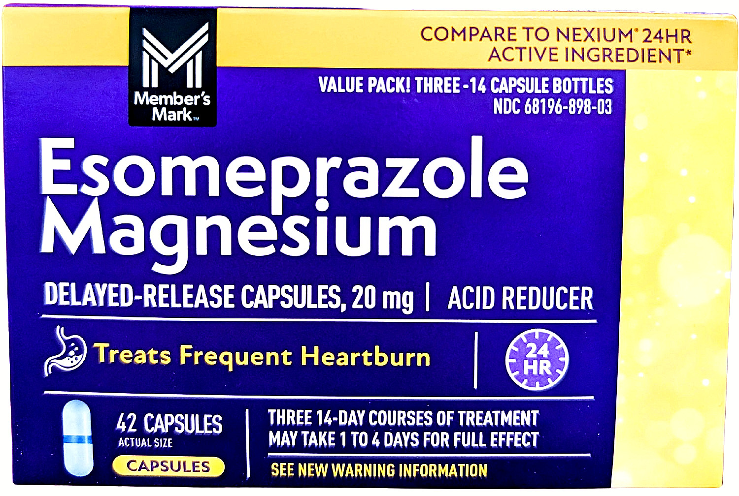Member's Mark Esomeprazole Magnesium Capsules 20 mg 42 Count EXP 09/2026