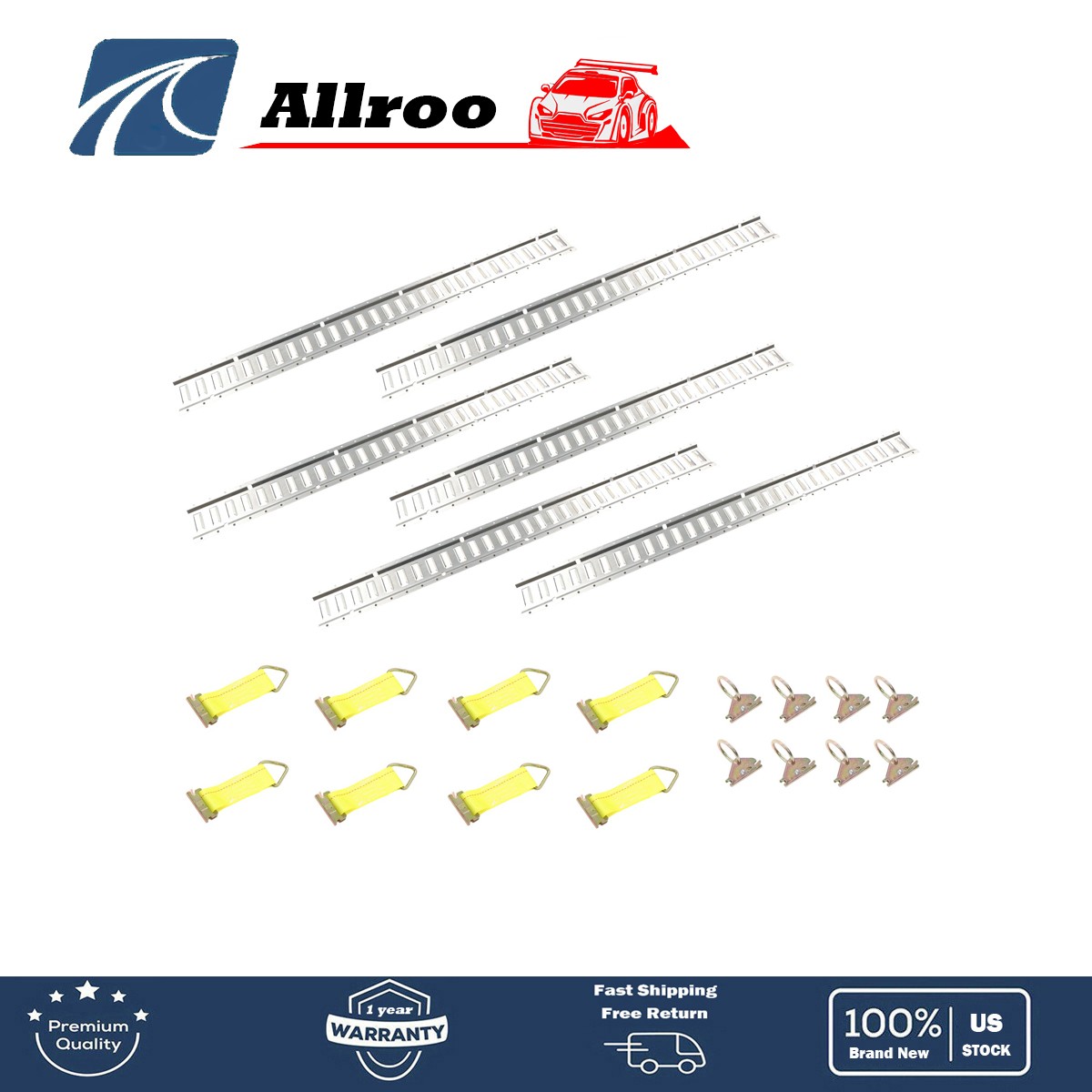New 6 Galvanized E-Shaped Rails 22-Piece E-Shaped Rail Bundling Kit 8 D-Rings