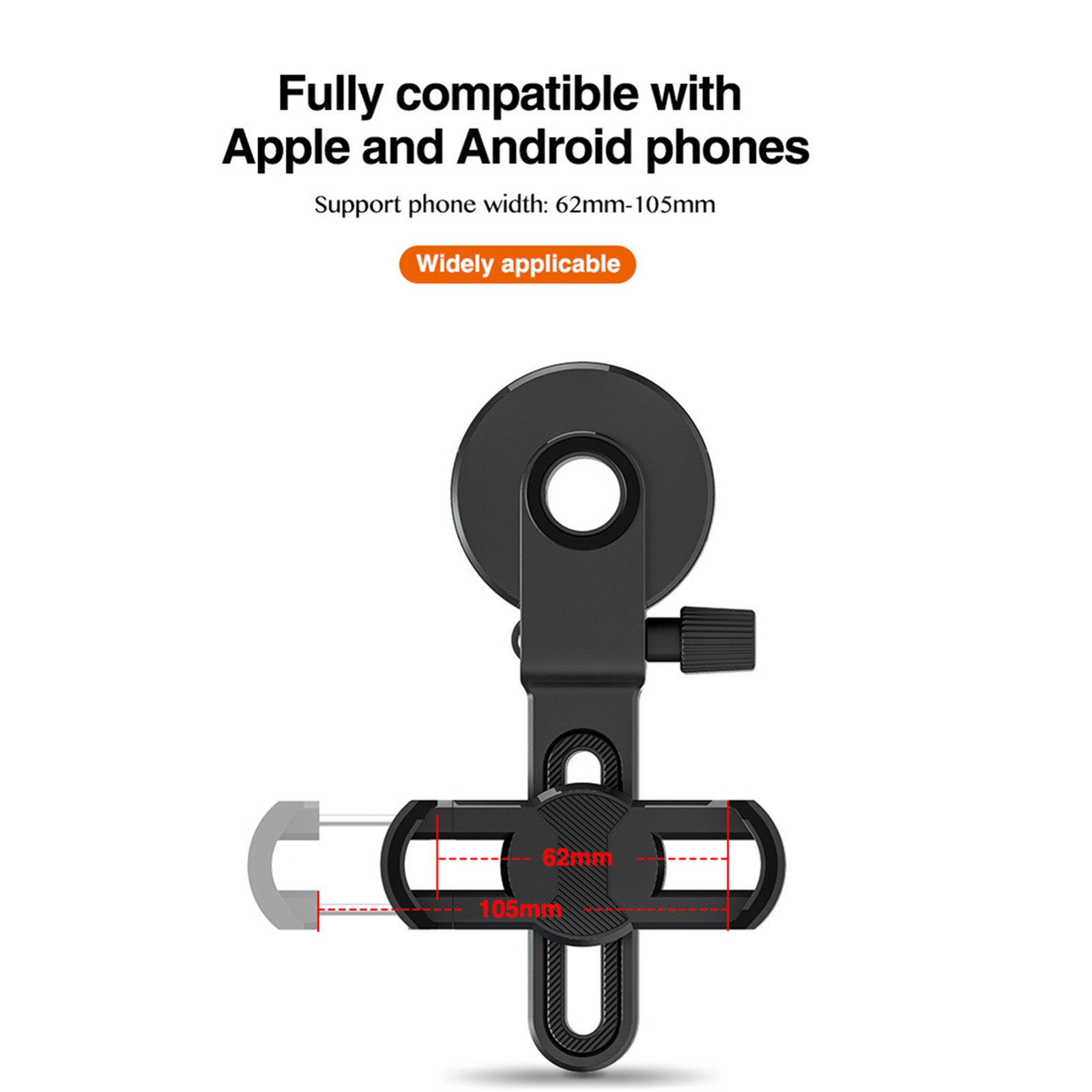 Black Universal Phone Camera Clip Mount Spotting Scope Adapter Precise Focusing