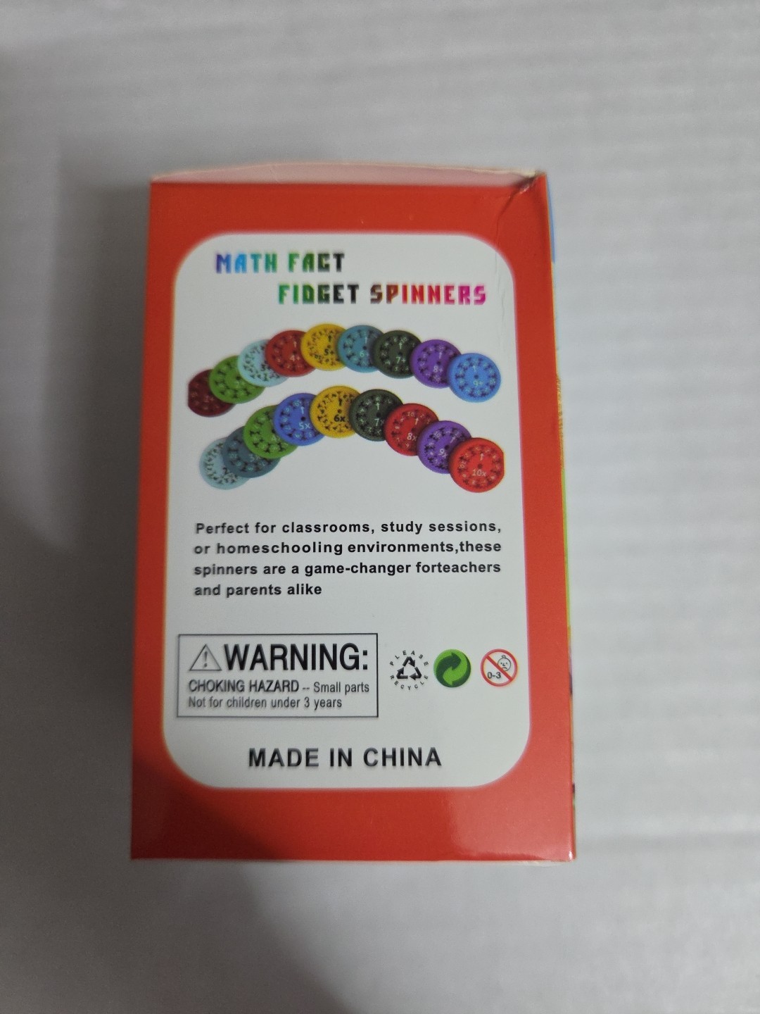 Math Fact Fidget Spinners 9 Pcs Multi-Color