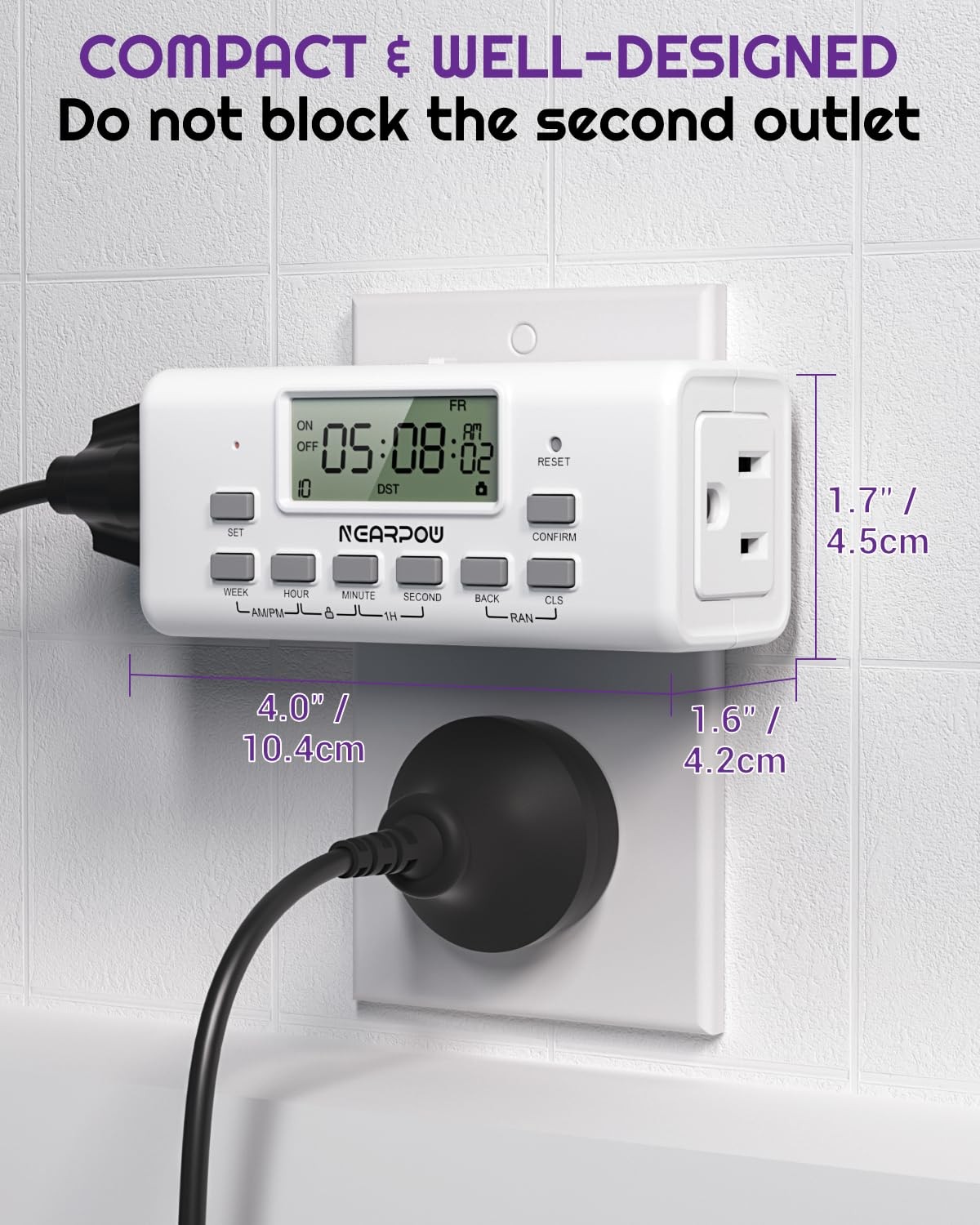 2 Pack Digital Timer Dual Outlets Programmable 10 On/Off 24 Hour 7 Day Plug