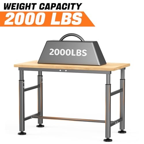 TORACK Workbench Rubberwood Top 47.75" Adjustable 2000lbs