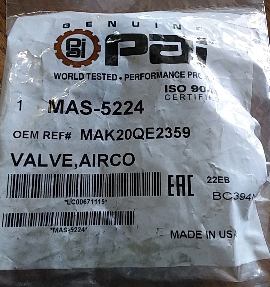 PAI, MAS-5224, Valve Airco