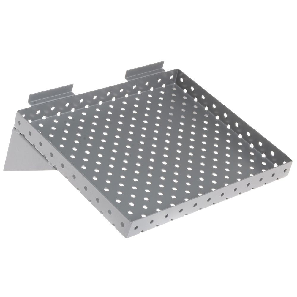 Silver Perforated Slatwall Shelves, 12"W