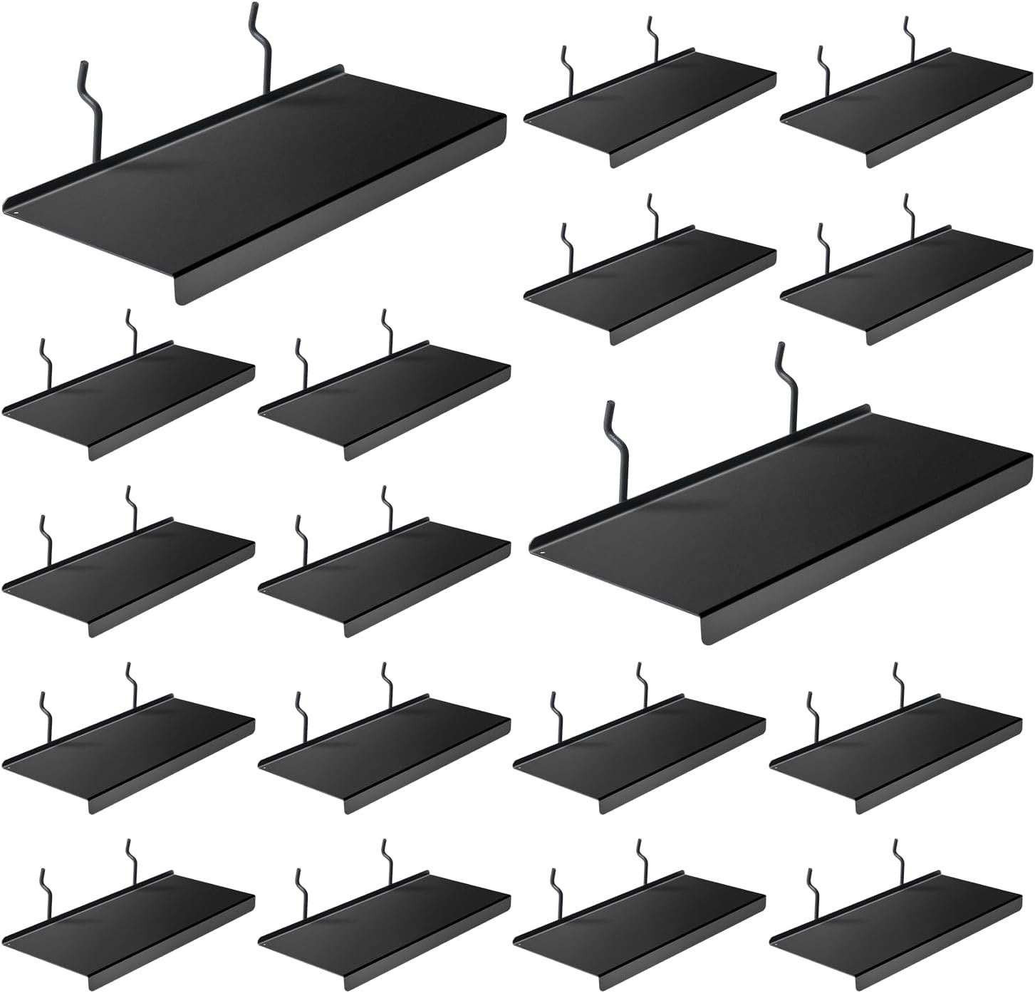 20-Pack Metal Pegboard Shelves, 10x4.3 Inch Black Display Storage Solutions