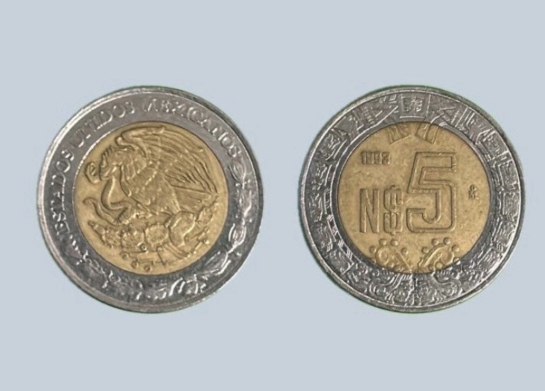 Mexican 5 pesos coin 1994