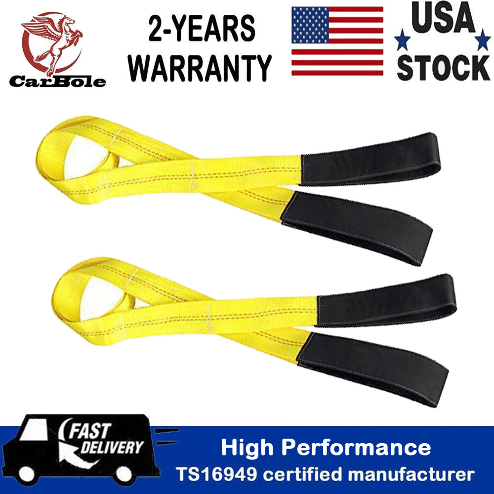 2x Heavy Duty 6' x 2" Flat Eye Lift Sling Lifting Winch Strap Nylon Recovery Web