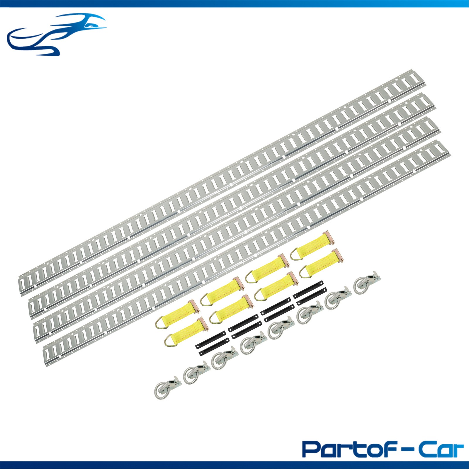 28 Pack of Long 8 Foot Silver E Track Tie Down Rails Complete Kit Trucks Trailer