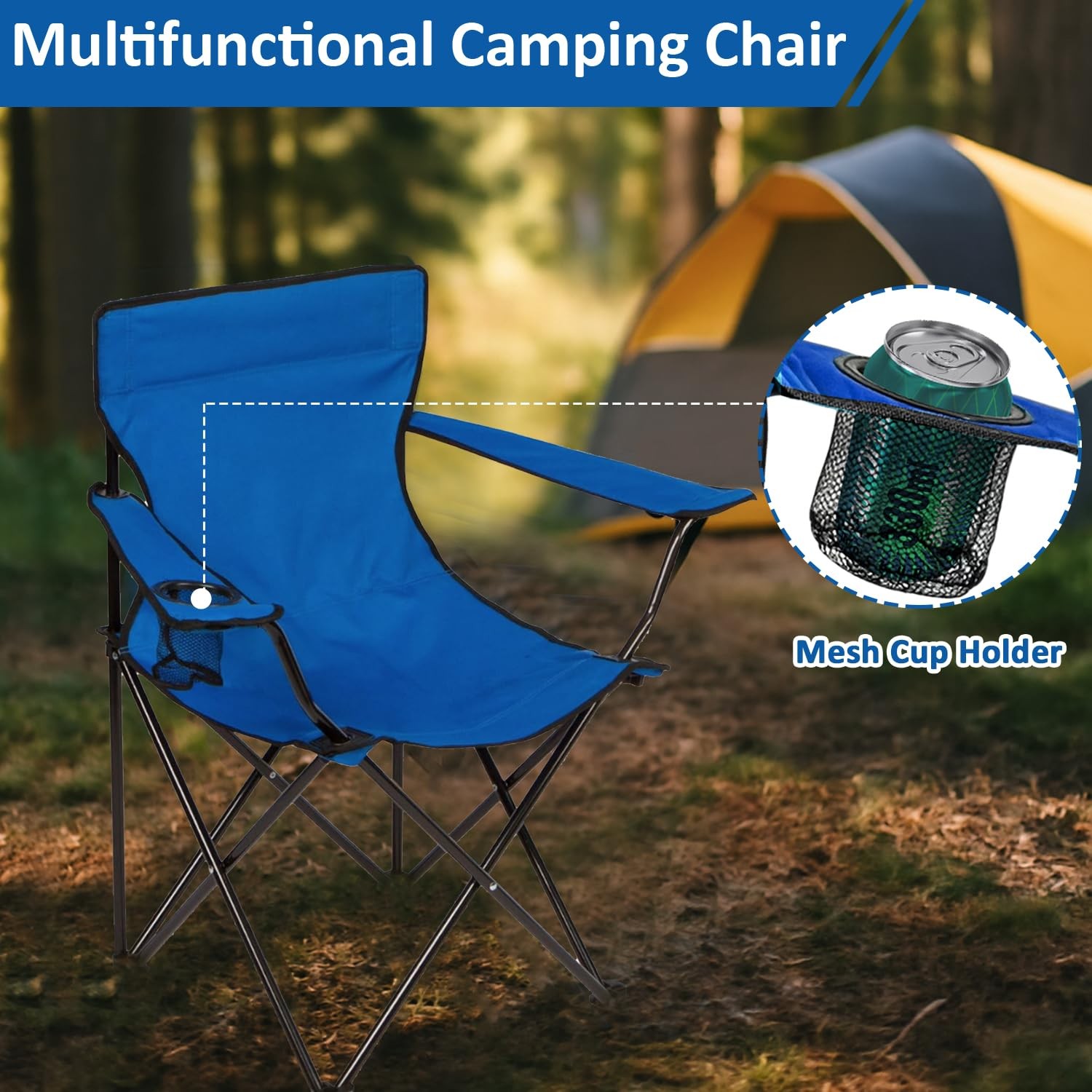 SAILARY Folding Camping Chair with Cup Holder, 225lbs Capacity, Portable Fold...