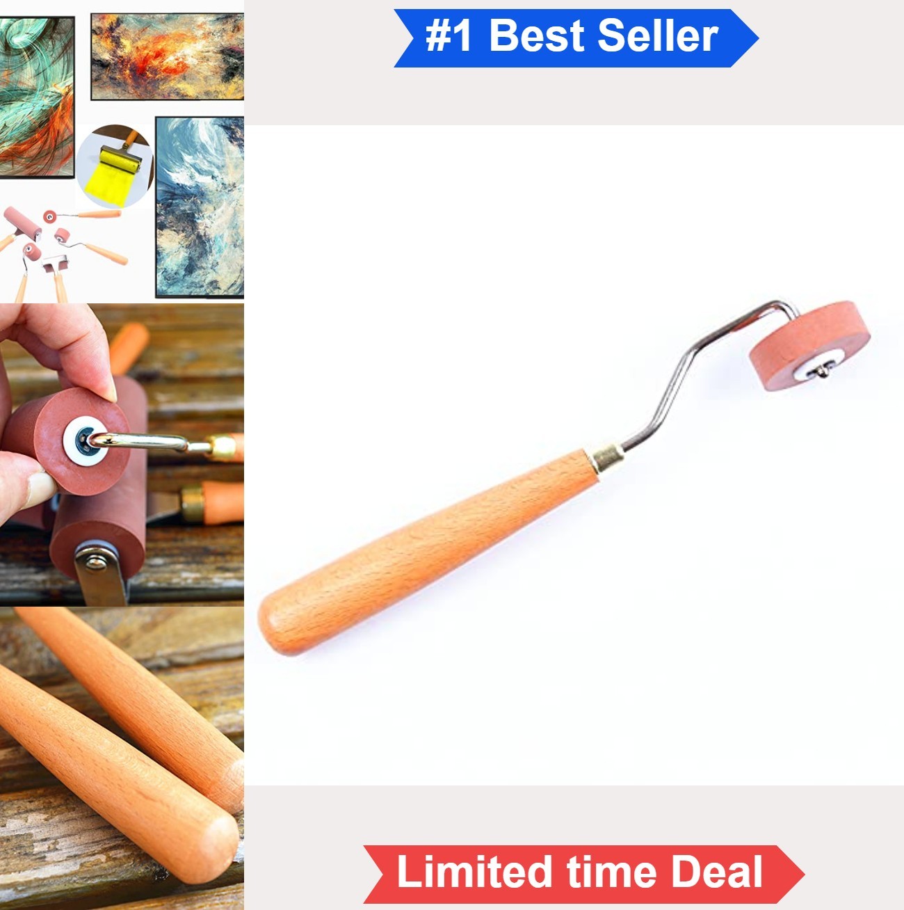 Rubber Brayer Roller 0.4 Inch for Printmaking Craft Stamping Inking Block