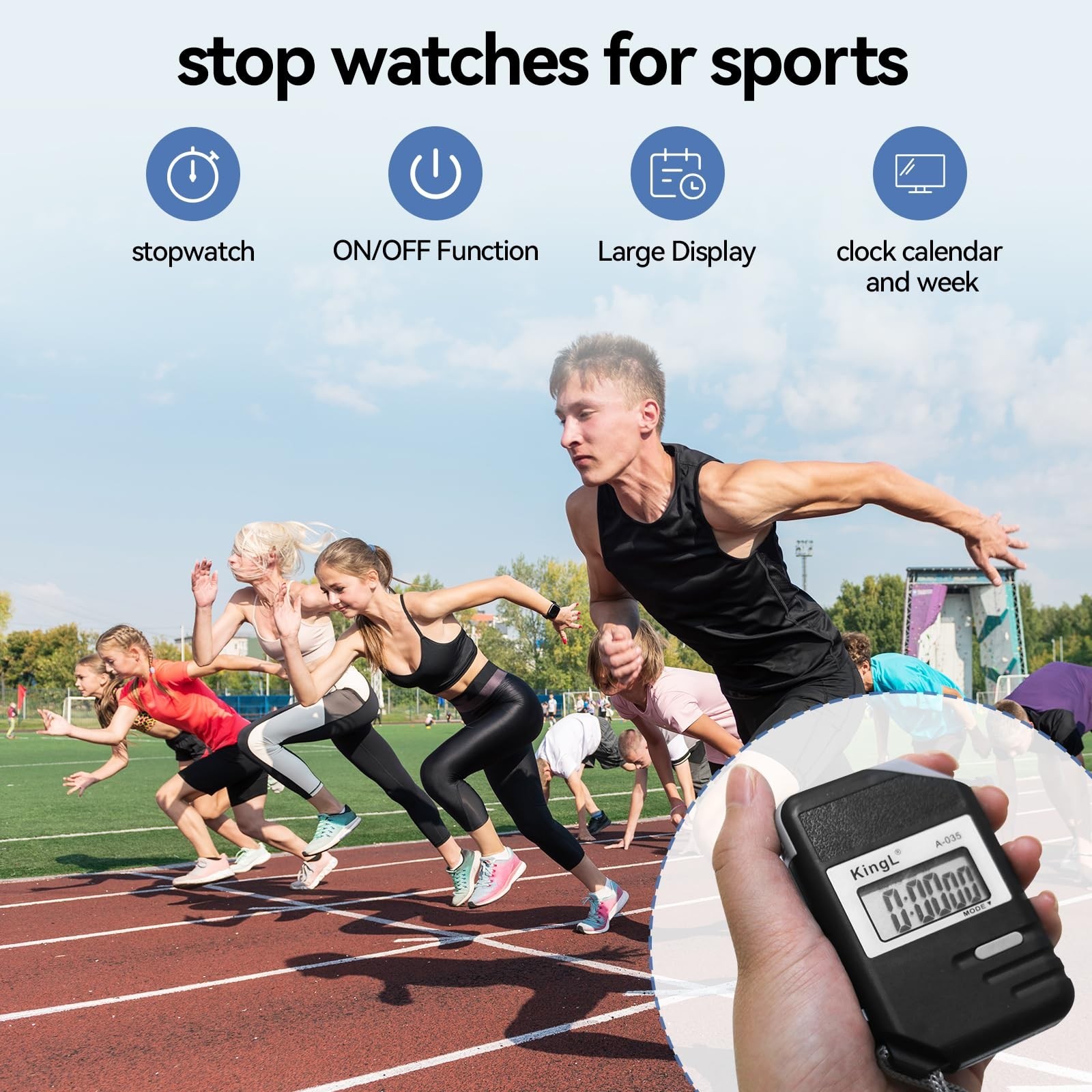 2 Pack Digital Stopwatch Timer with Large Display,Lap Split Mode, Waterproof ...