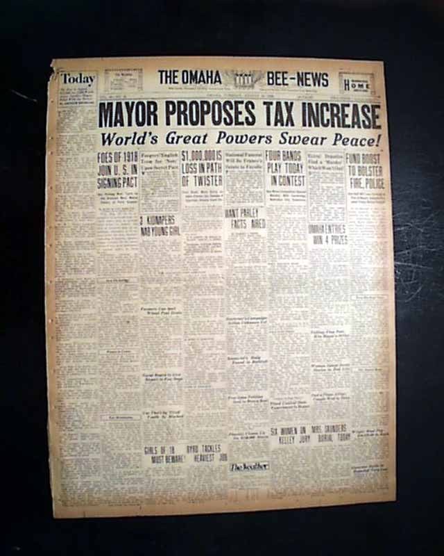 KELLOGG-BRIAND PACT Of Paris International Aggreement SIGINING 1928 Newspaper