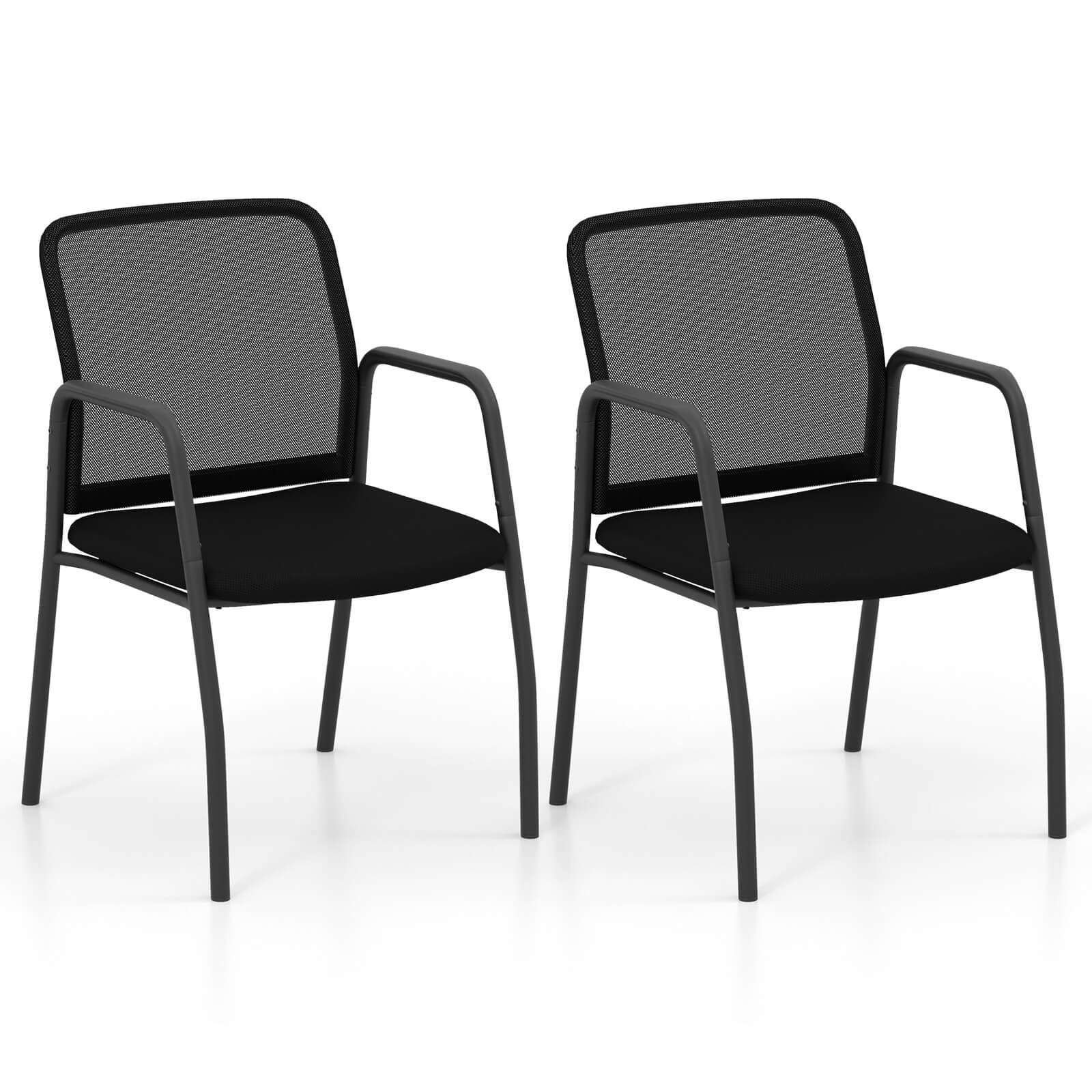 Meeting Room Chair Set of 2 Waiting Room Chairs w/ Ergonomic Backrest & Armrests